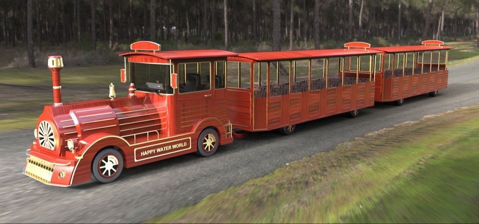 42 Seater Mini Trackless Train With Metal Structure Beam 76 KW Rated Power Petrol Engine