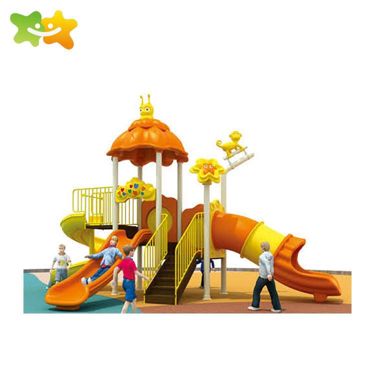 Outside Backyard Children Plastic Playground Slide With 114mm Galvanized Pipe