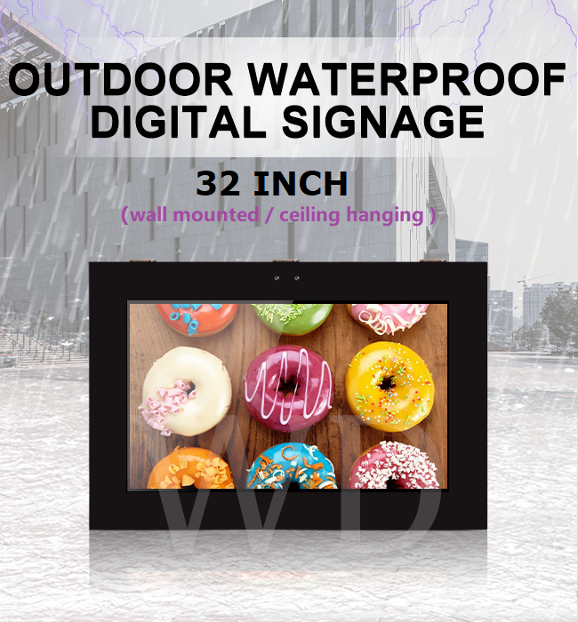 IP55 Waterproof 32" Sunlight Readable LCD Monitor , Windows 10 Digital Signage