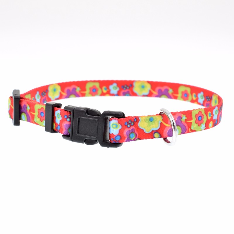Adjustalbe 1 Inch Dog Bone Pattern Pet Training Nylon Collar Neck 14"-22"
