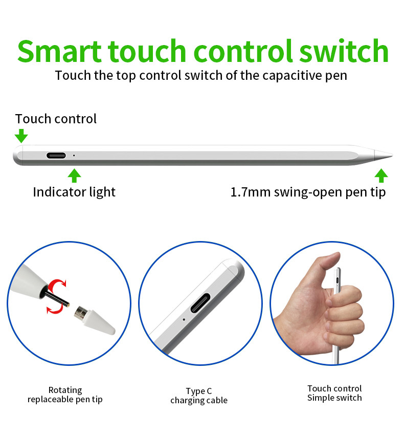 Bluetooth 5.0 Universal Stylus Pencil customized White Color