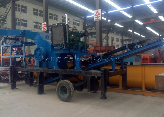 Mobile Crushing Station 100TPH 55HP Diesel Hammer Crusher With Feeder