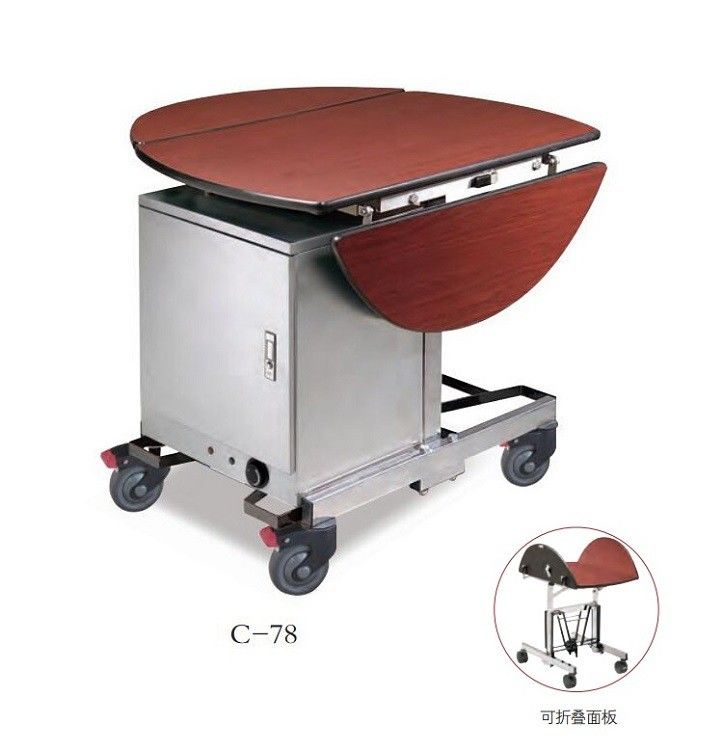 Deluxe Dining Room Service Equipments with Collapsible Wood Table / Stainless Steel Electric Hot Food Warmer