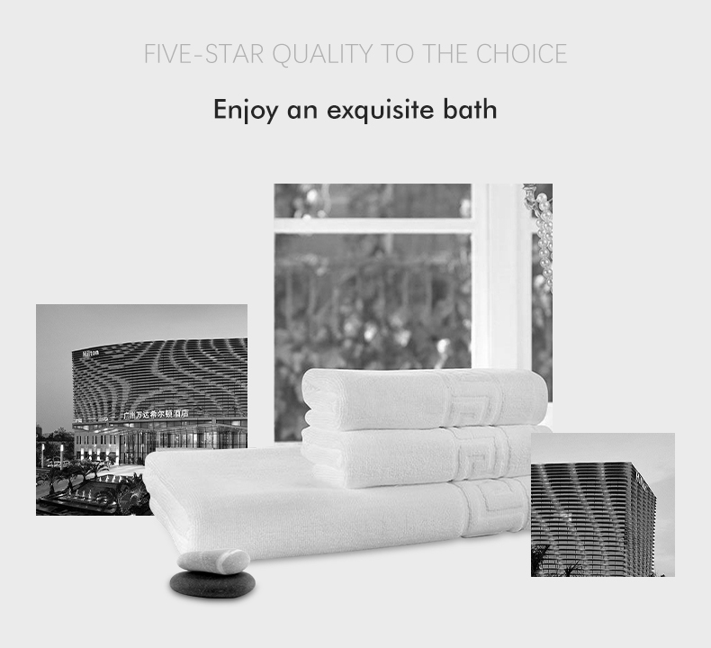 Comfort Hotel Luxury Jacquard White Bath Towel Set 100% Cotton Large Beach Towel for OEM