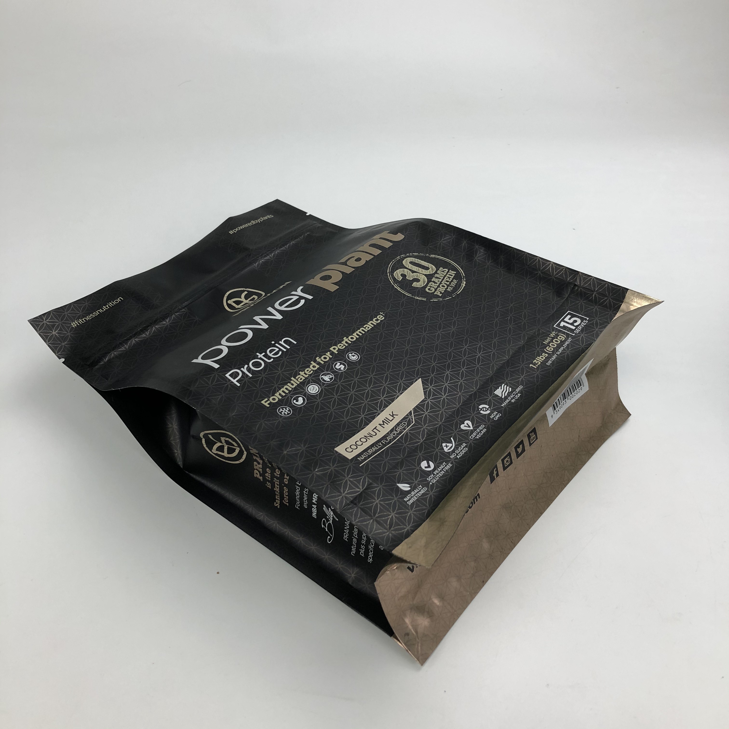 Flat Bottom 500g 1kg VMPET CMYK Protein Powder Packaging Bags