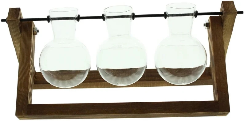 Wooden Trio Vase Holder for Home Decoration