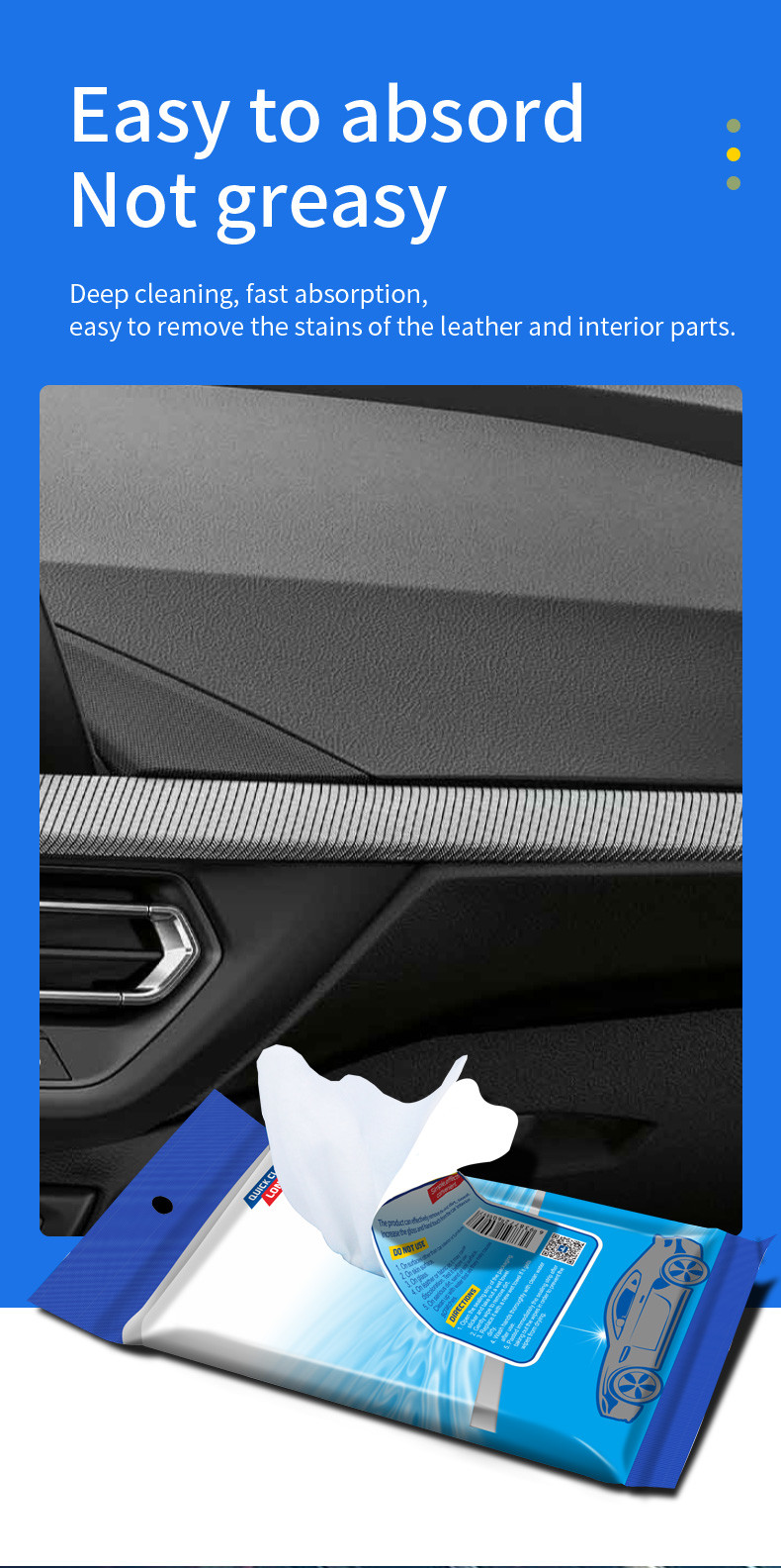 Microfiber Cloth Car Interior Cleaning Wipes For Dashboard Leather Moisturizing
