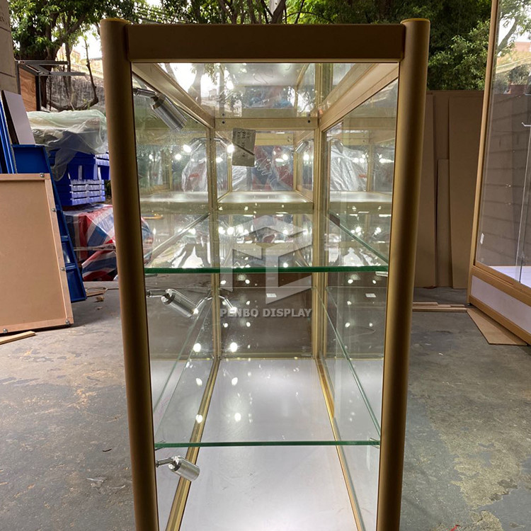 Aluminum Glass Display Showcase Brushed Store Display Cabinet