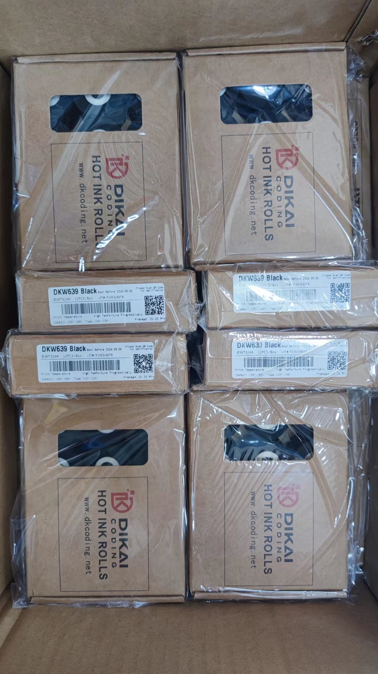 DKW816 Black Solid Hot Ink Roll 40mm Diameter For Date Coder