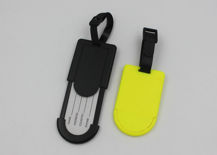Bank Red Or Yellow Luggage Bag Tags With ID Card Inside / Plastic Hang Tag
