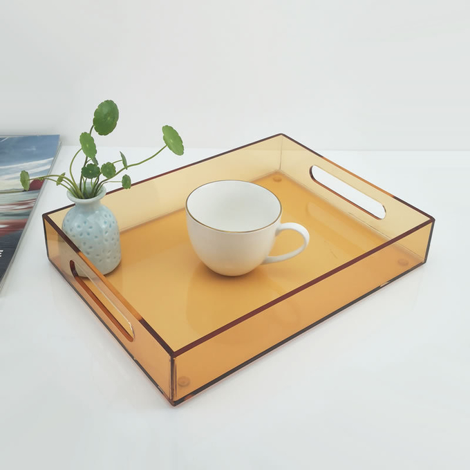 Clear Rectangular Acrylic Tray Lucite Breakfast Tray For Home Restaurant Hotel