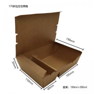  Paper Take Out Containers Disposable 2 Compartments Paper Box Kraft Lunch Box Manufactures