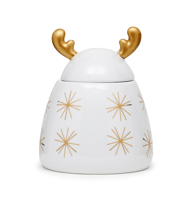 3D Christmas Kitchen Coffee Tea Sugar Gift Canister Jar Tree Shaped Storage Golden Silver Handpainting