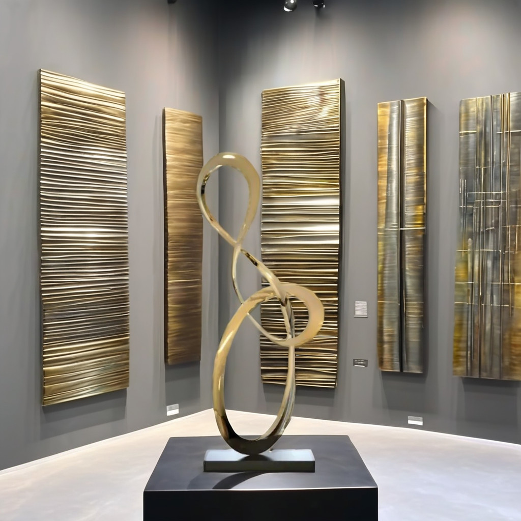 Modern Stainless Steel Abstract Sculpture Custom Plated Interior Metal Art