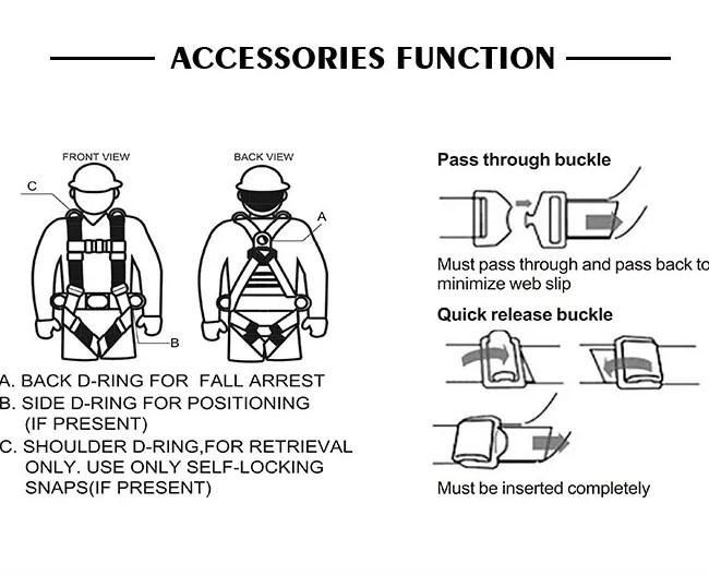 30mm Polyester Double Hooks Adjustable Safety Lanyard Roofing Fall Protection