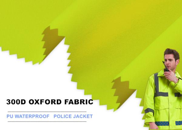 300D Poly Oxford Fabric Waterproof Material EN ISO 20471 Fluorescence PU Milky