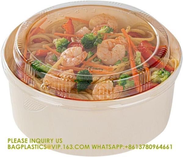 34 Oz Deep Round Wooden Containers - Containers Sold Separately, Clear Plastic