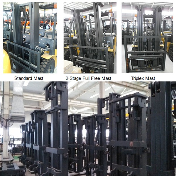 3.5 Ton 3000kg Triple Mast Diesel Forklift Off Road 4X4 Wheel Loader for Home on Farms