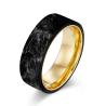 Buy cheap New Arrival Plated Gold and Rose Gold Forged Carbon Fiber Wedding Bands Mens from wholesalers