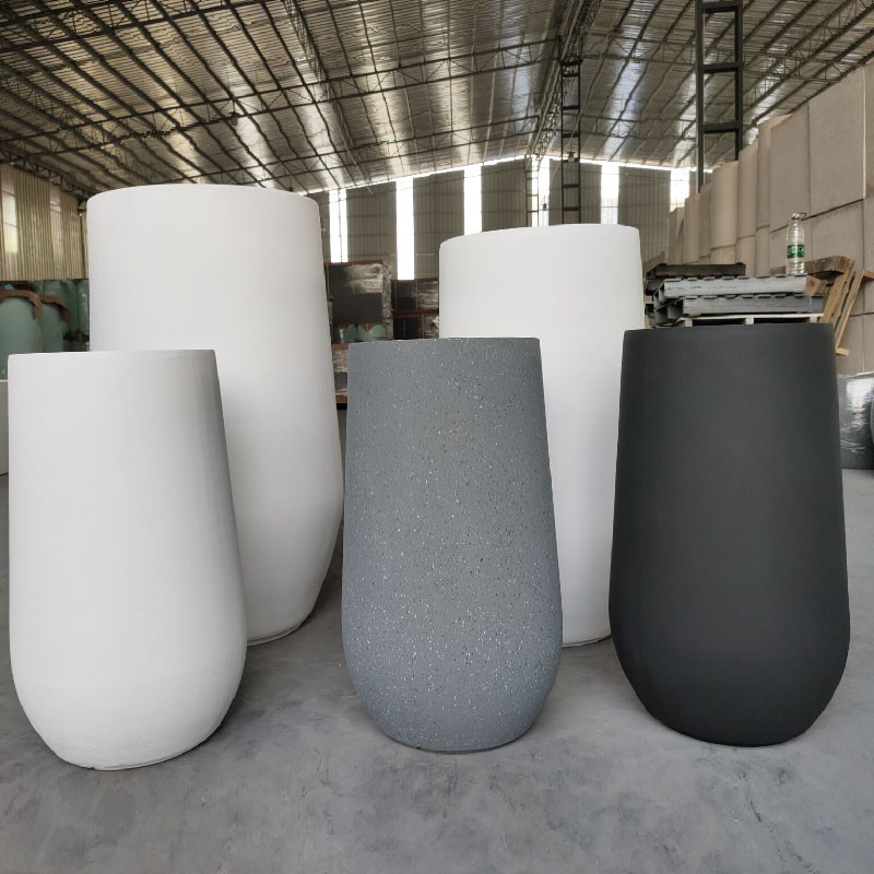 Frost Resistant Round Shape Fiber Clay Planter For Hotel