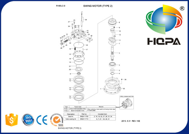 39Q6-11700 39Q611700 Swing Motor Seal Kit for Hyundai R210LC-9 R180LC-9