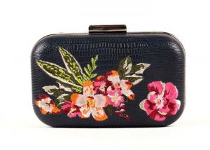 China Vintage Floral Embroidered Clutch Bag Pu Leather For Dinner Party on sale