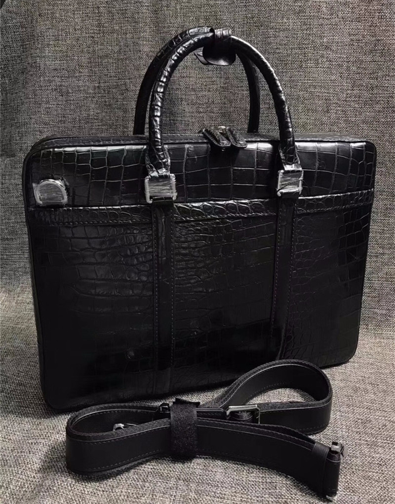 Business Style Genuine Crocodile Belly Skin Men's Working Bag Briefcase Exotic Real Alligator Leather Male Large Handbag