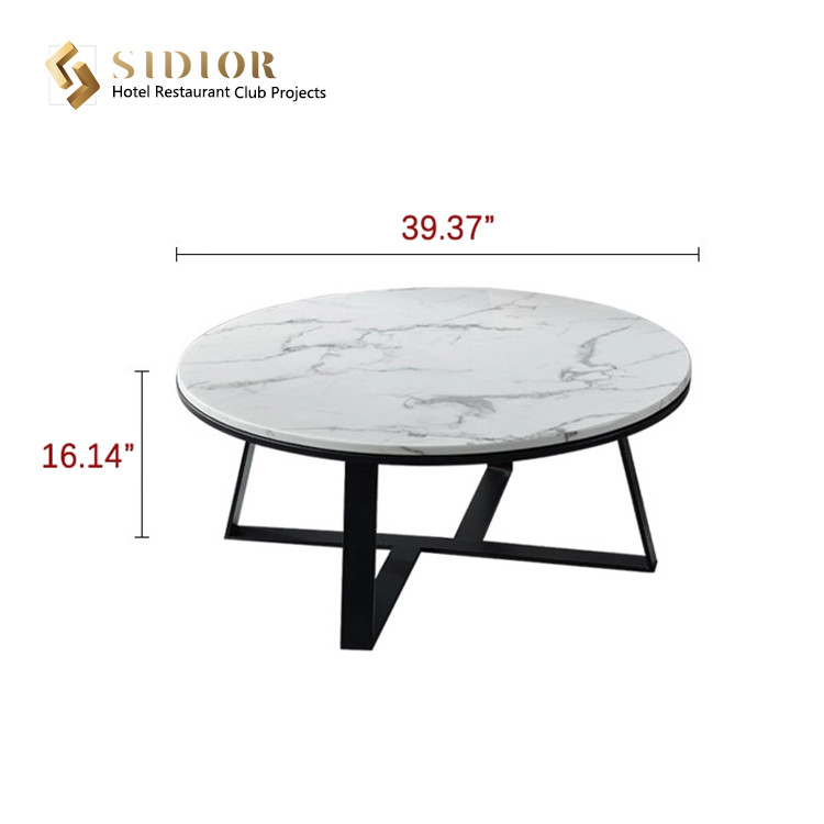 50cm Round Marble Movable Coffee Table