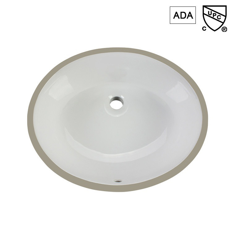 White Modern Ada Bathroom Sinks Undermount Trough Oval Ceramic 15 Inch