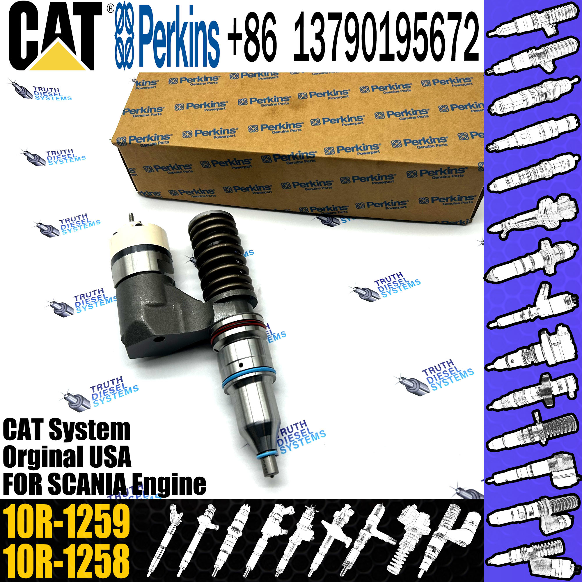 Diesel Fuel Injector 212-3467 2123467 10R-1259 10R1259 for Caterpillar C10 C12 Engine