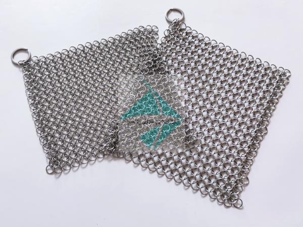 6'' X 8'' Stainless Steel Chainmail Scrubber , SUS316 Material Chainmail Weave