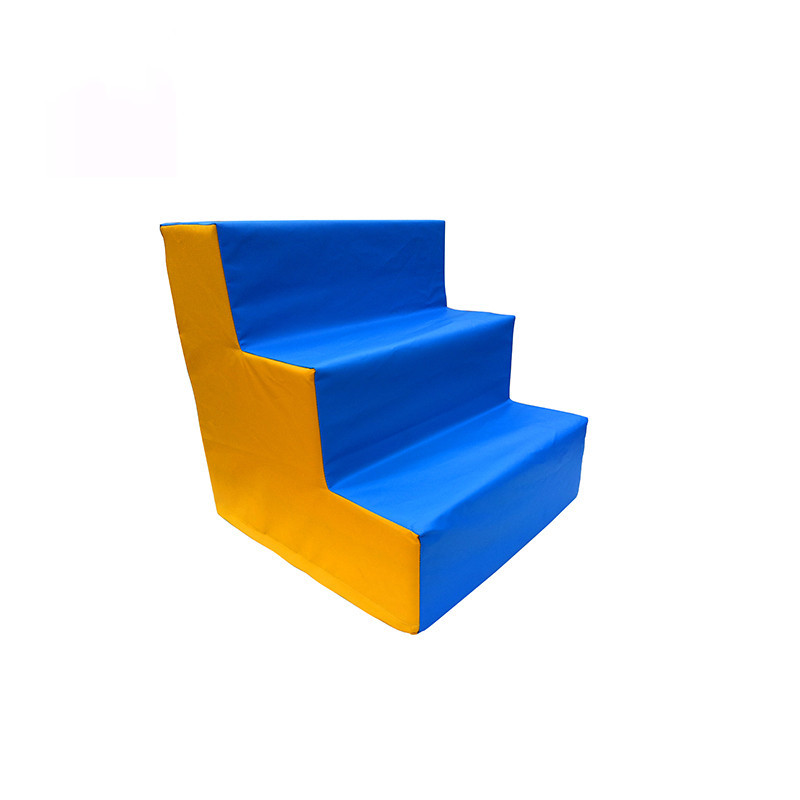 Blue / Yellow Thick Indoor Soft Play Toys Three Step Stairs 60*60*60CM Size