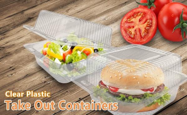 Clamshell Hinged Blister Salad Foldable Pack, Compartment Meal Prep Container