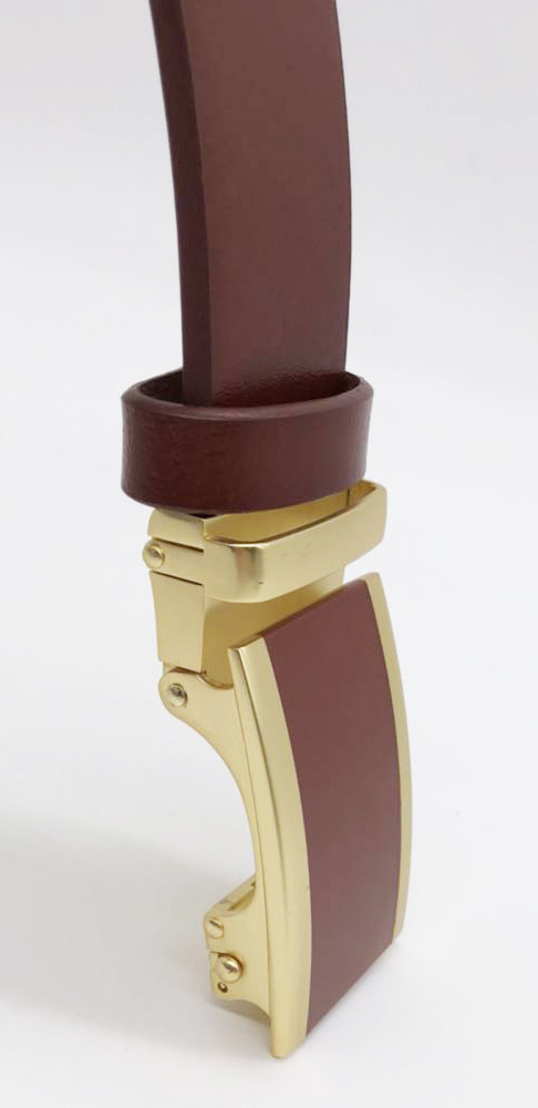 3.5cm Width Mens Automatic Buckle Belt Custom Size Gold Buckle Color