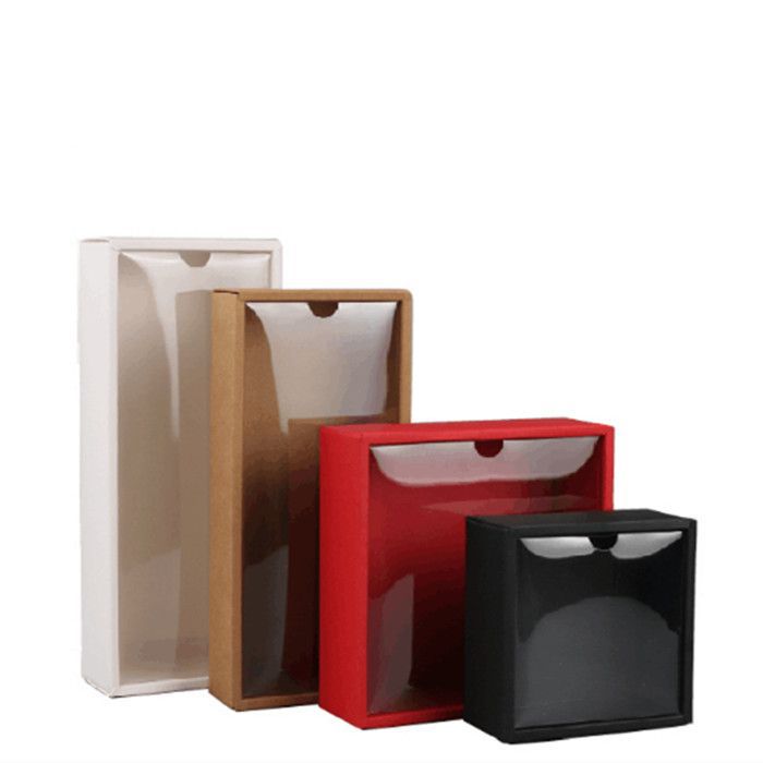 Rigid Boxes Manufacture Custom Design Simple Pvc Kraft Box Gift Packaging with Logo