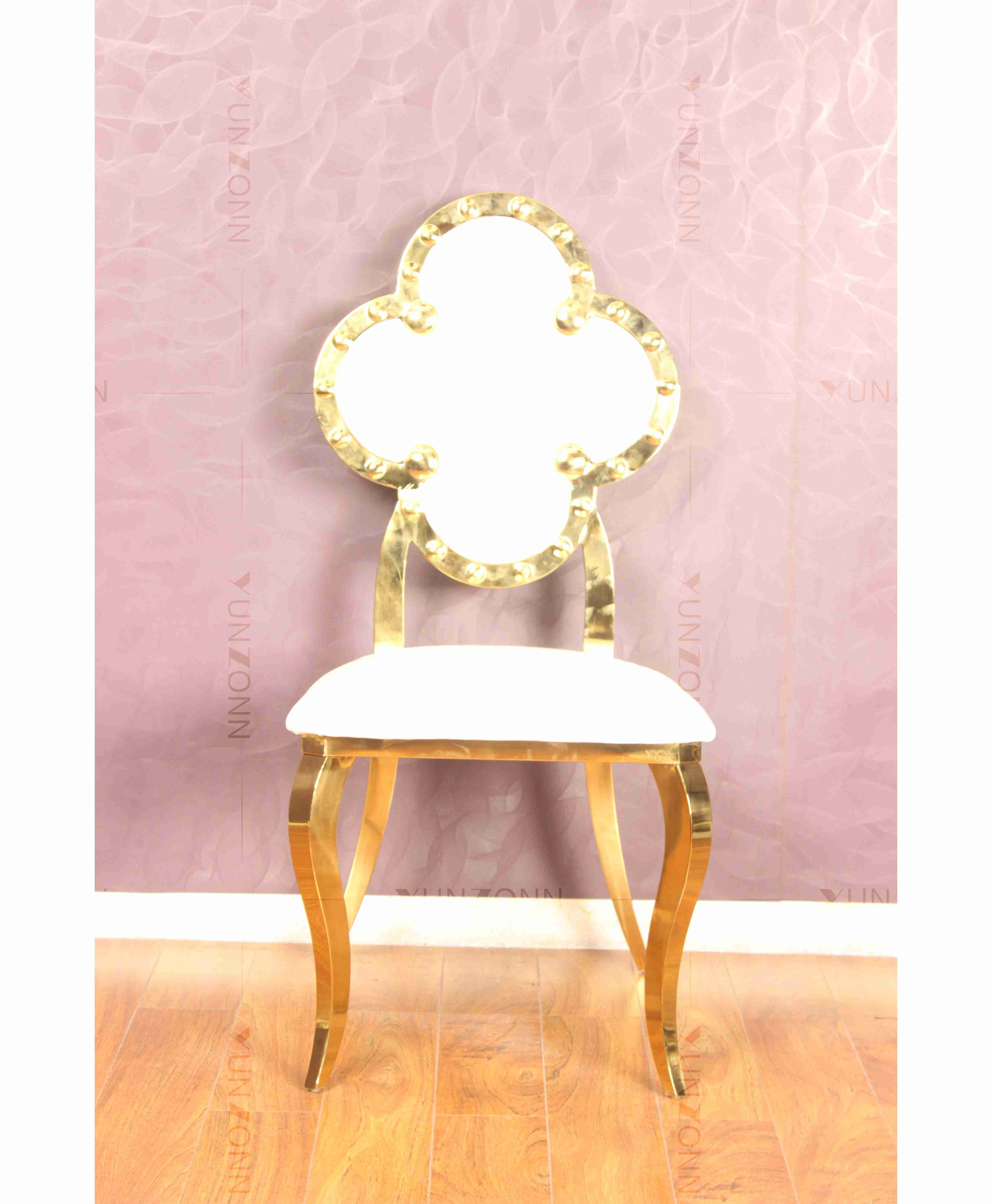Popular Middle East Stainless Steel Wedding Events Leather Back Dining Chair