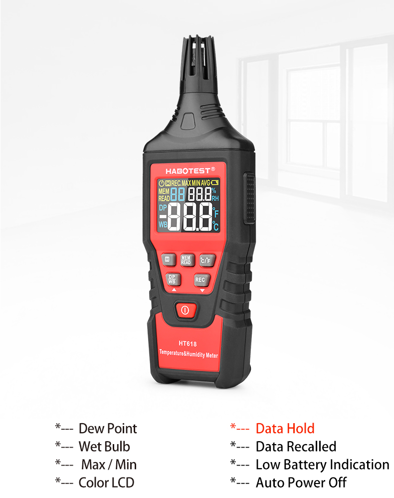 60 Celsius Digital Temp And Humidity Meter , Temperature And Humidity Thermometer