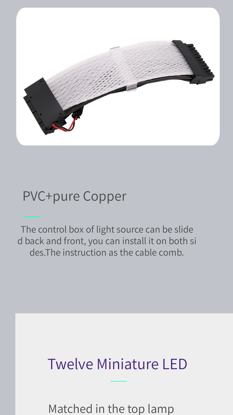 Gaming 24pin Cable Neon Flex RGB Led Strip Light Extension Cable Connector Wire 5V Power Adapter with ASynchronous