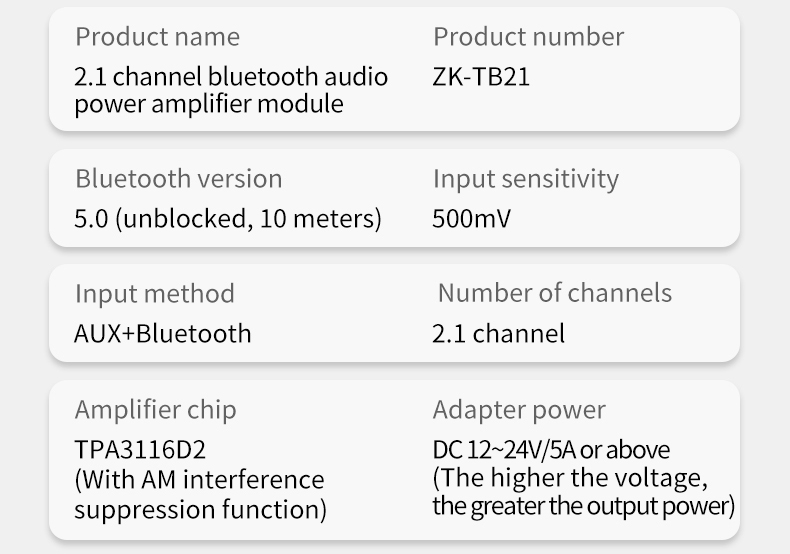 ZK-TB21 5.0 Subwoofer 50W*2+100W 2.1 Channel Power Audio Stereo Bass AMP TPA3116D2 Amplifiers Board ZK-TB21