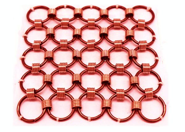 1.5 x15mm Brass Color Metal Chainmail Ring Mesh Drapery For Window Screen