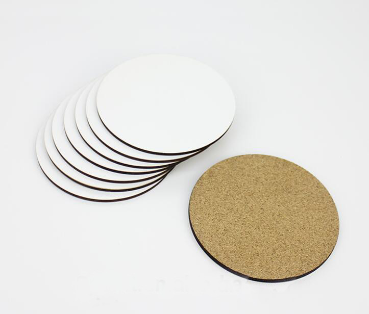 Promotional Round 3.5'' Sublimation MDF Coasters with Cork Back, 3mm thickness