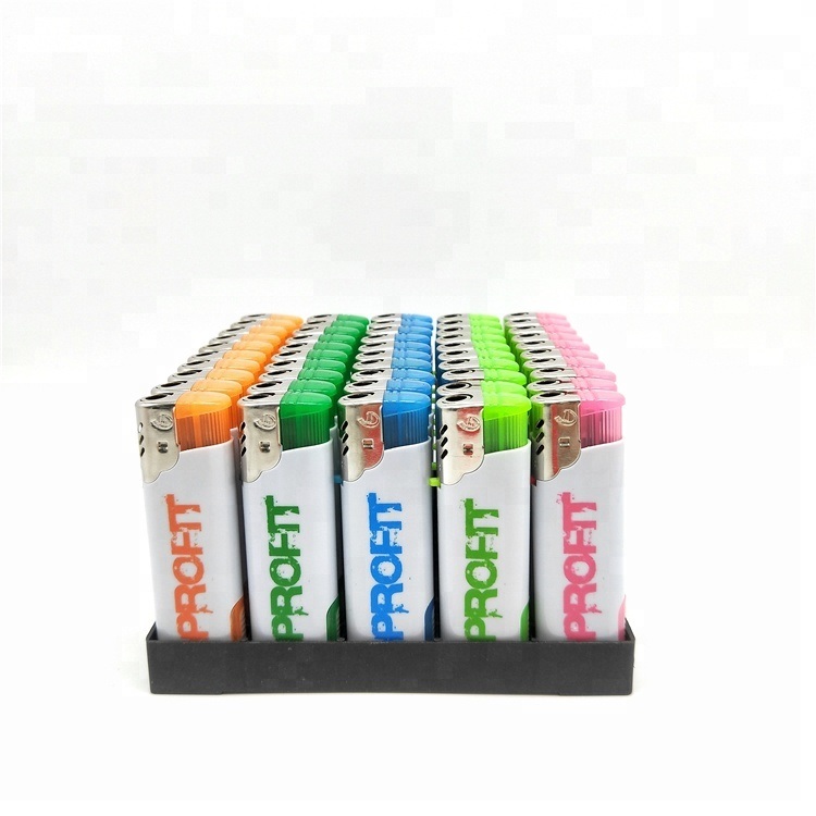 Dy-F003 Model Turbo Flame Butane Gas Electric Windproof Lighter with LED Lamp