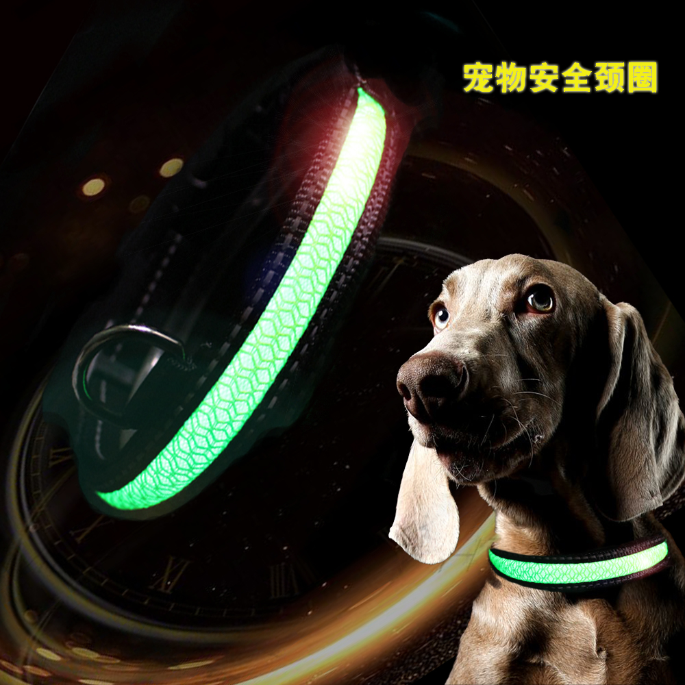 C910 New Pet Product Customs Iluminous Nylon Printed Flashing LED Usb Rechargeable Light Up Led Dog Collar