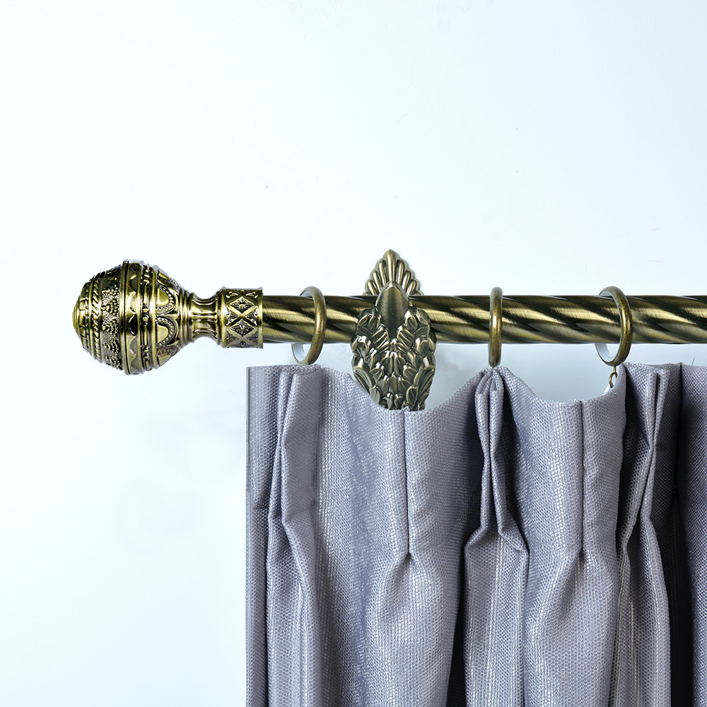 European style 28mm Curtain Pole Big S Flower Curtain Finial Morocco Market Double Metal Curtain Poles