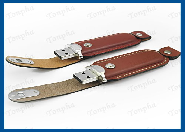 Logo Free Leather USB Flash Drive , Leather Bracelet Usb Flash Drive