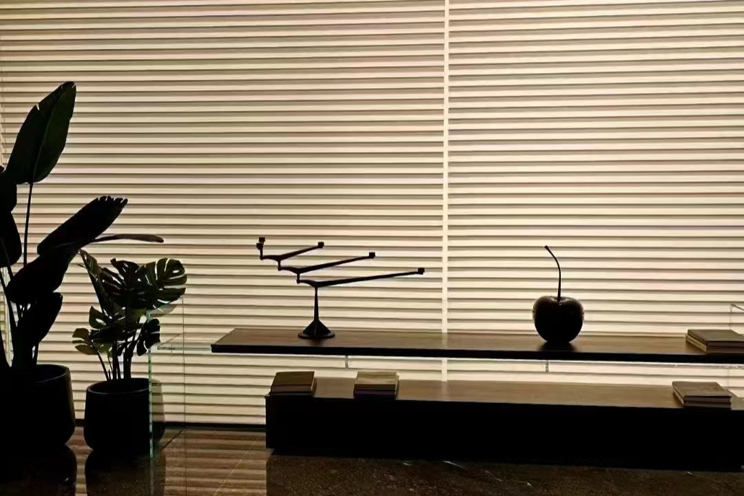 Dimmable Manual Intelligent Window Blinds Two Layer Yarn Shangri La For Bedroom