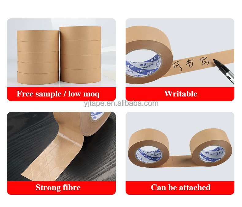 Pressure Sensitive Self Adhesive Carton Packing Brown Paper Tape Single Sided