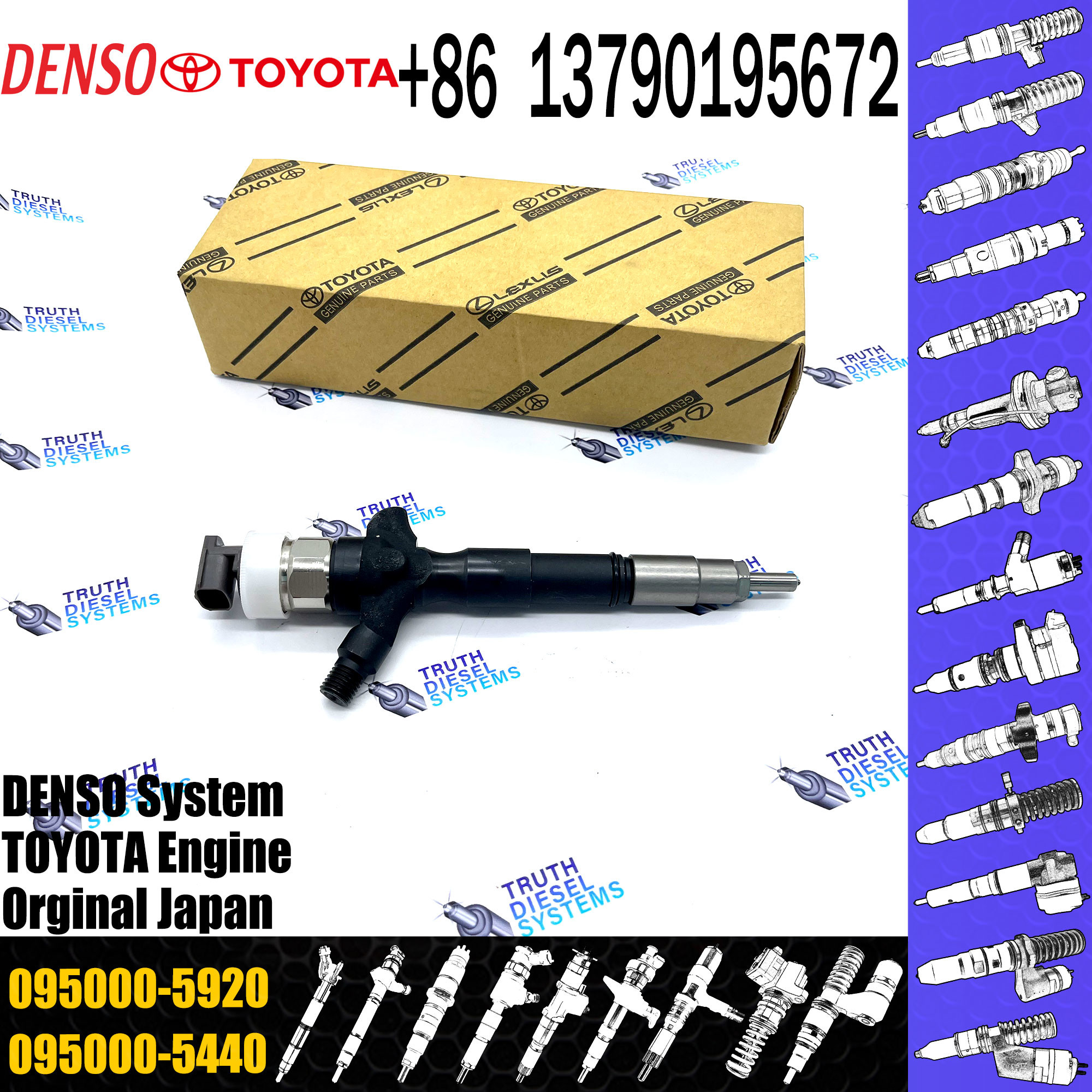 Common Rail Injector 23670-30110 095000-6180 095000-5920 for Diesel Engine 1KD-FTV