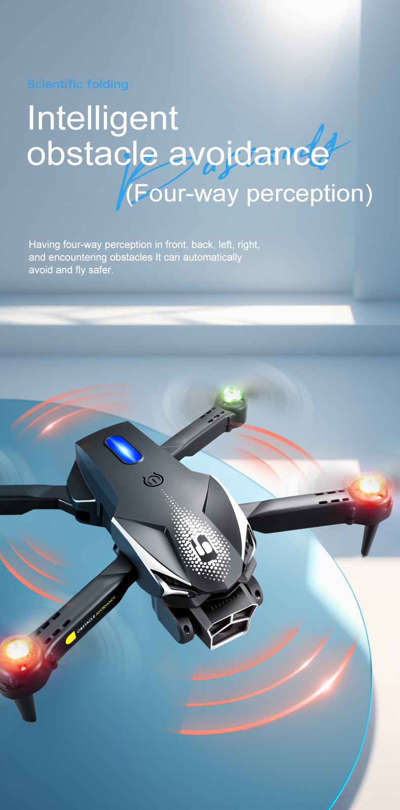 Triple Camera Drone With Obstacle Avoidance Quadcopter Uav Lu600 Flight Time About 4-5min Plastic Construction