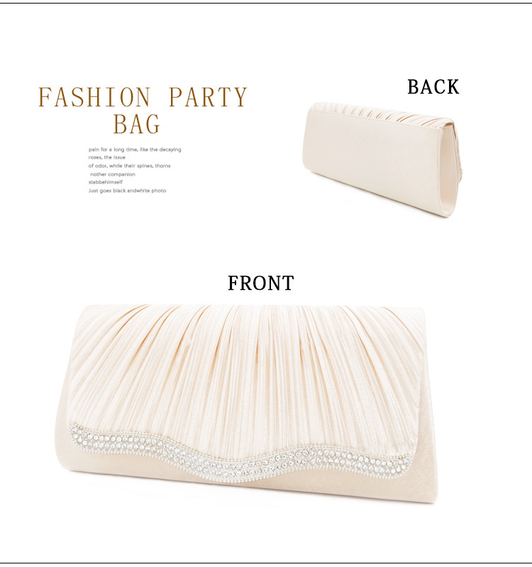 Evening Party Handbag OEM/ODM Elegant Women Hand Bags Crystal Pleated Evening Handbags